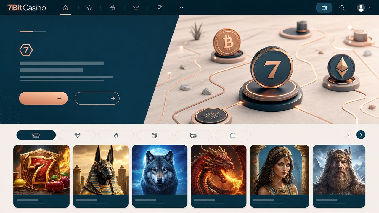 Desktop-Ansicht der Startseite von 7BitCasino